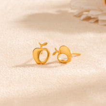 Playful Apple Charm  Gold Earrings