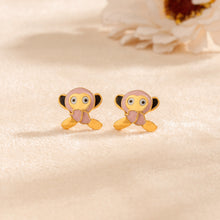 Tiny Monkey Charm Gold Earrings For Kids