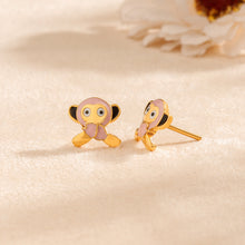 Tiny Monkey Charm Gold Earrings For Kids