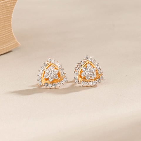 Tara Floral Trigon Gold Earrings