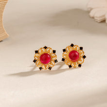 Diksha Ethnic Floral Ruby Gold Earrings