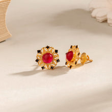 Diksha Ethnic Floral Ruby Gold Earrings