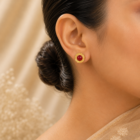 Seema Red Gem  Everyday Gold Earrings