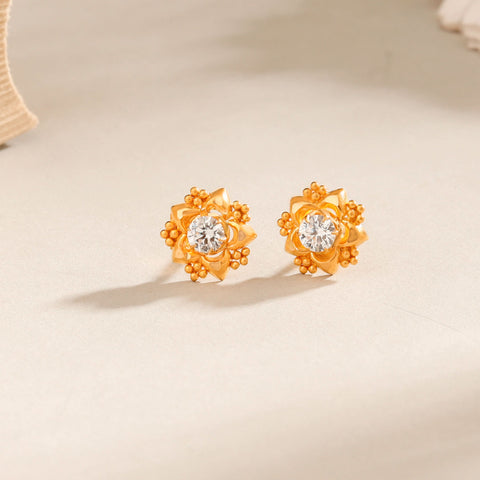 Reeva Floral Twist Gold Earrings