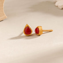 Anika Elegant Red Drop Gold Earrings