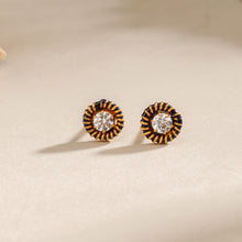 Black Enamel Sun Gold Earrings
