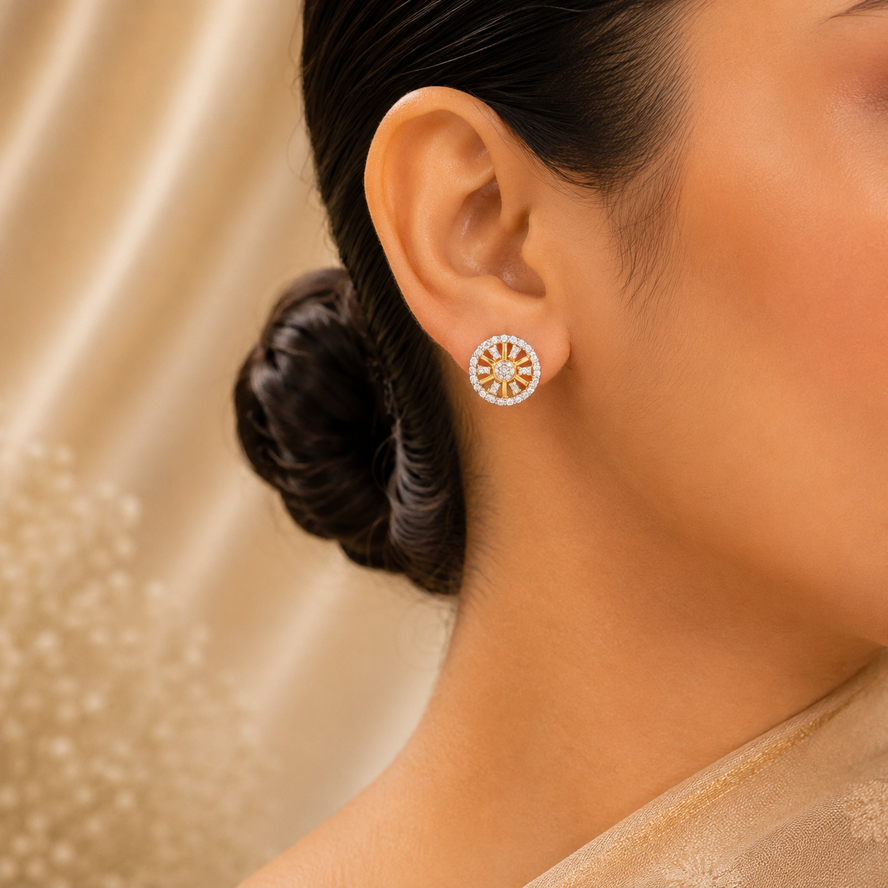 Mahika Circular Spark Gold Earrings