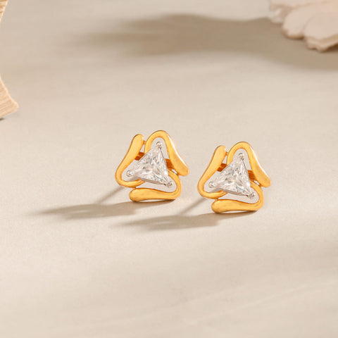 Ishani Elegant Triangle Cut Gold Earrings
