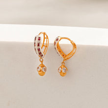 Himani Gold Hoop Earrings With Ruby Drop Style