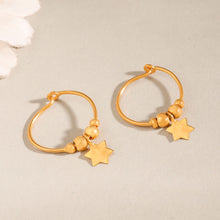 Gauri Star Charm Hoop Style Gold Earrings