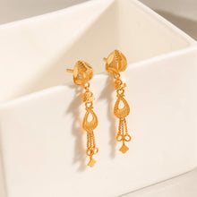 Fiza Golden Leaf Drop Gold Earrings