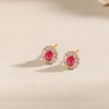 Chhavi Elegant Ruby Halo Gold Earrings