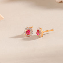 Chhavi Elegant Ruby Halo Gold Earrings