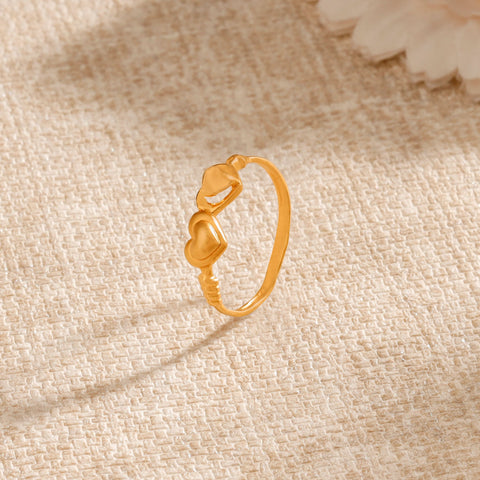 Jiya Twin Heart Gold Ring