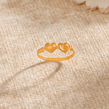 Jiya Twin Heart Gold Ring
