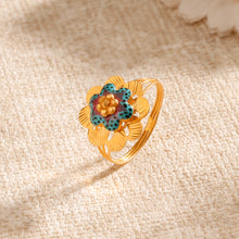 Aaravi Enamel Blossom Gold Ring