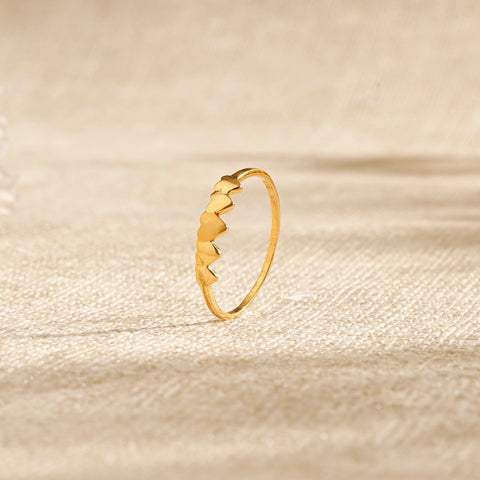Kiara Golden Hearts Love Band Gold Ring