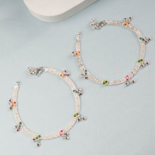 Saanvi Pretty Petals Silver Anklets