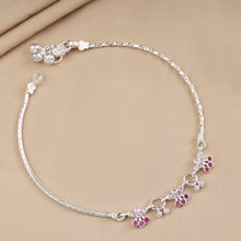 Monisha Royal Pink Charm Silver Anklet