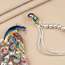 Meenakari Peacock Charm  Silver Anklets