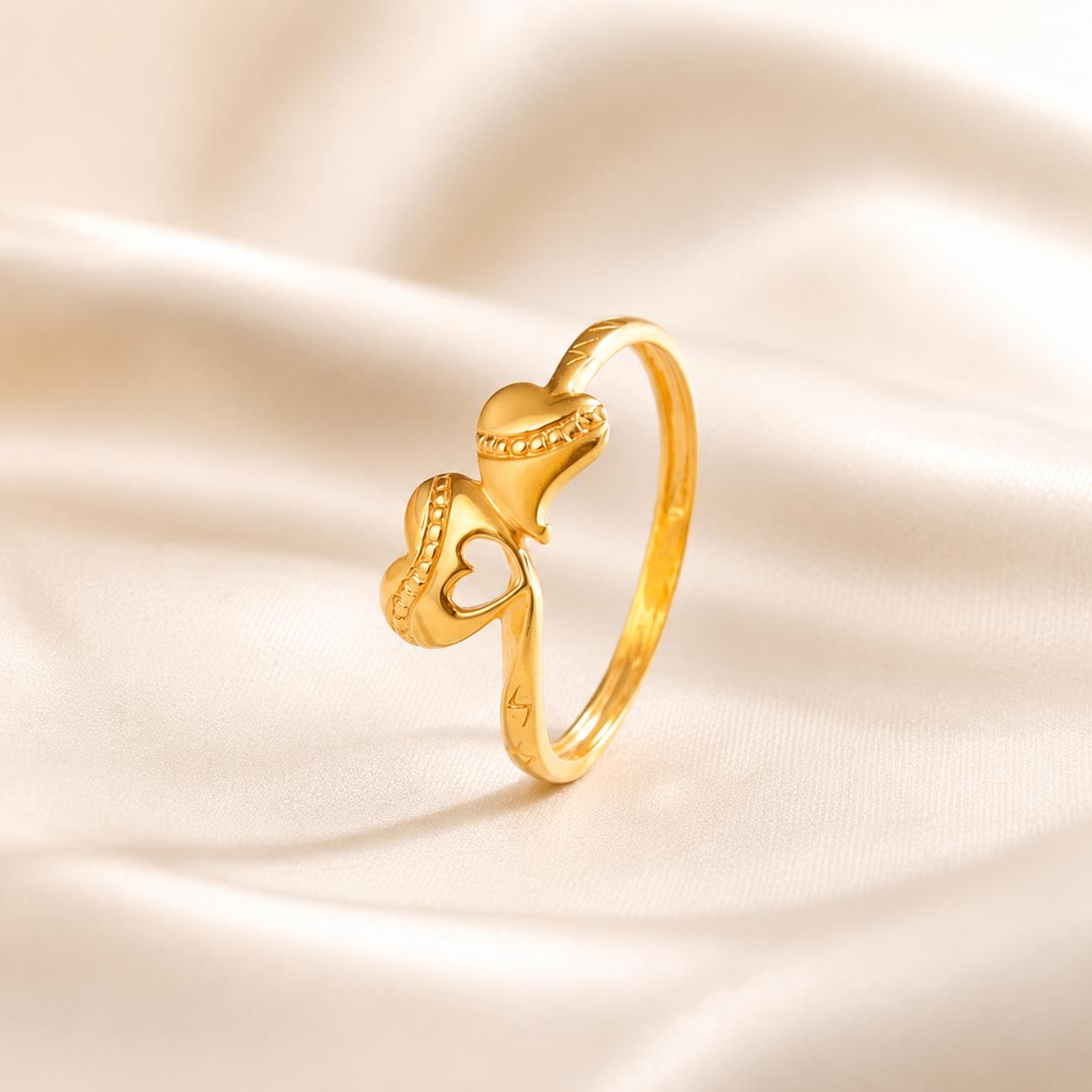 Diksha Twin Heart Promise Gold Ring