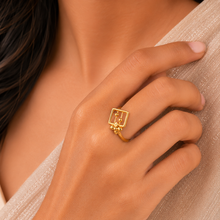 Kavya Floral Frame Gold Ring