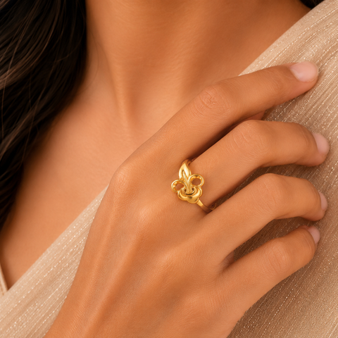 Divya Luxe Blossom Motif Gold Ring