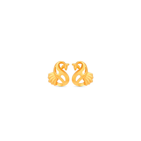 Peacock Design Gold Baby Earrings