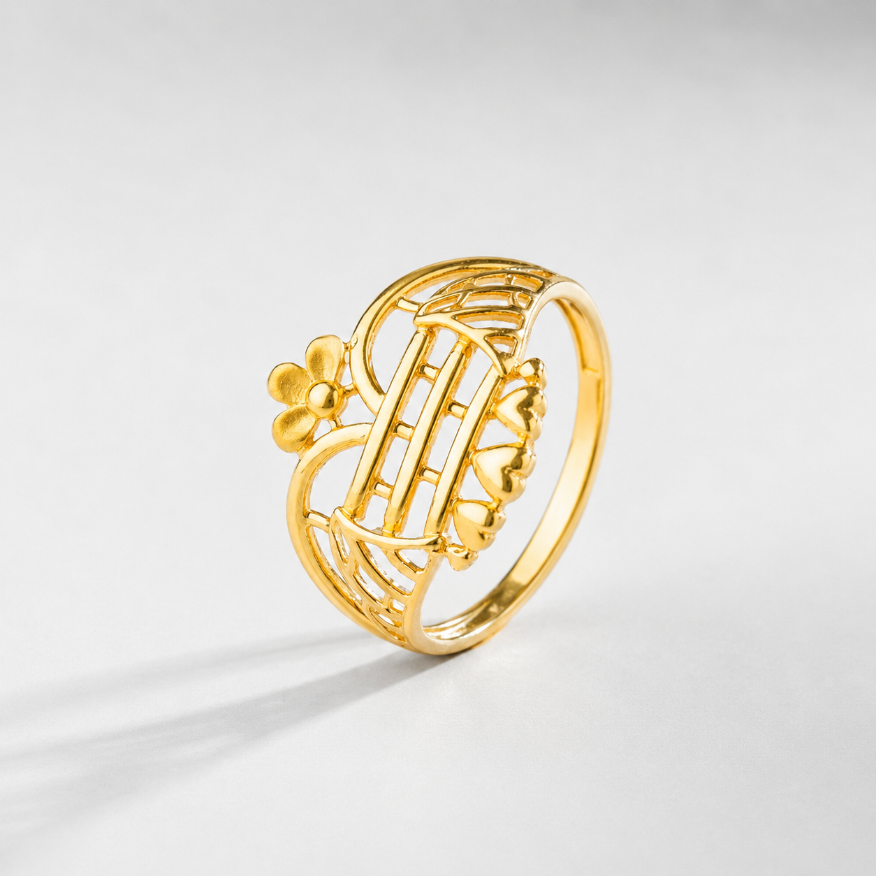 Eshika Regal Bloom Gold Ring