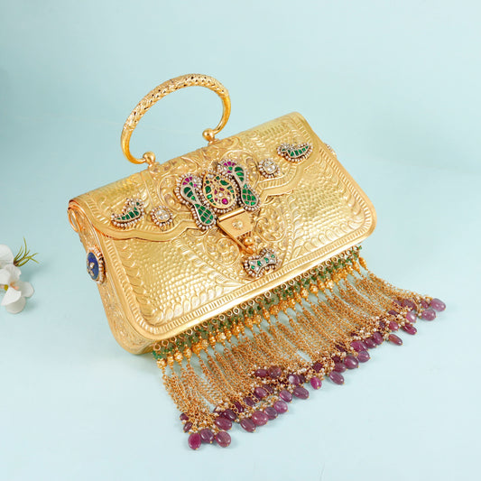 Golden creeper elegant and traditional Silver Purse