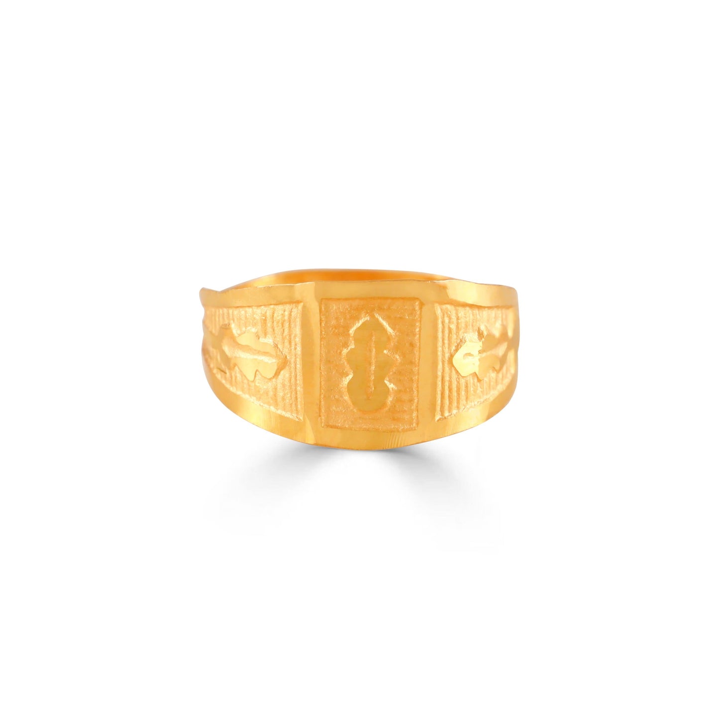 Shiny Block For  Kids Gold Ring