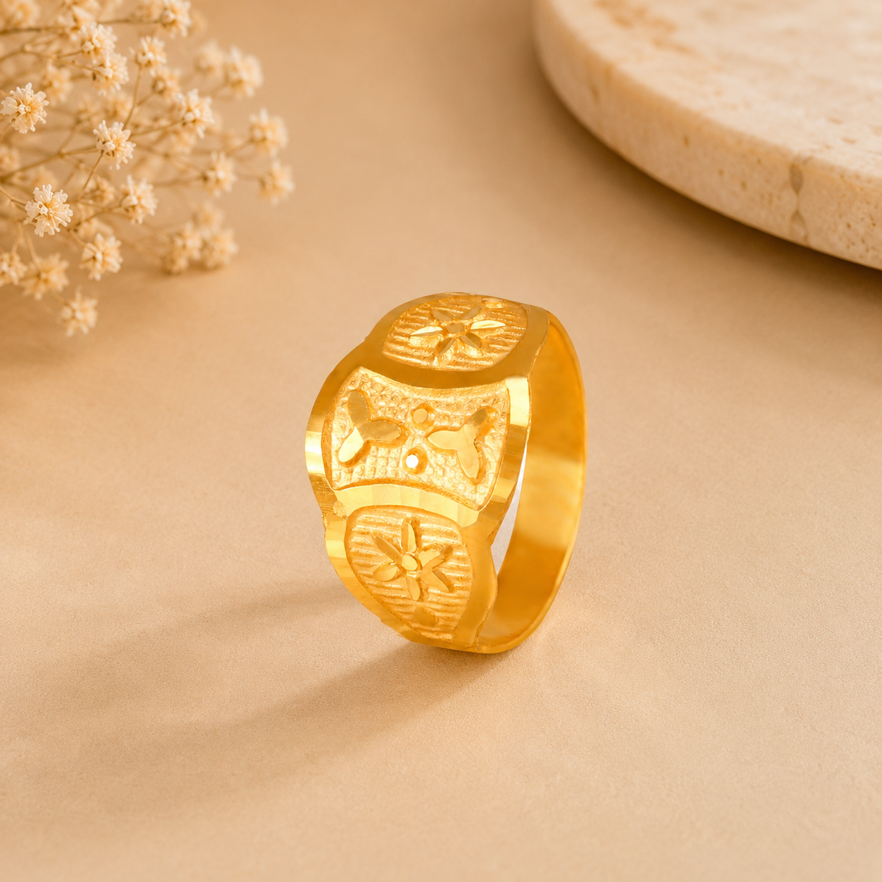Timeless Leaf Flower Touch Gold Ring For Kids