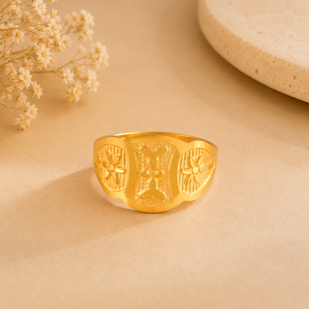 Timeless Leaf Flower Touch Gold Ring For Kids