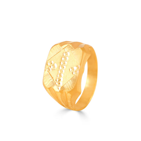 Diamond-Cut Textured Gold Ring For Kids