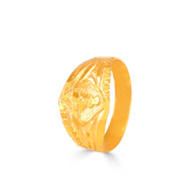 Leaf Patterned Glossy Gold Ring For Kids