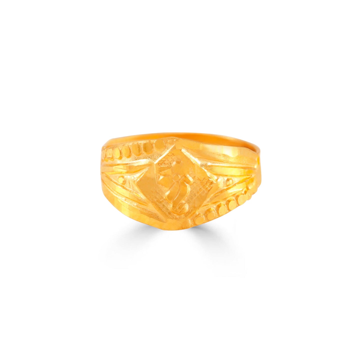Leaf Patterned Glossy Gold Ring For Kids