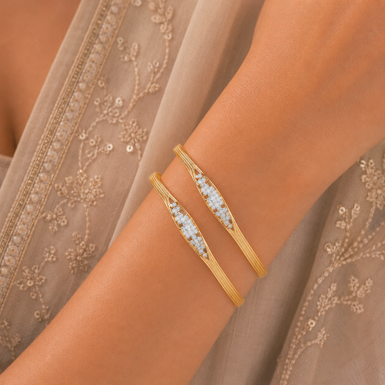 Minimal Shimmer Diamond Bangles