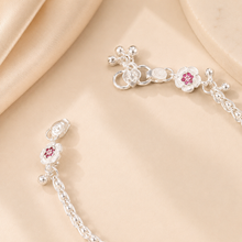 Navya Blue Pink Spark Silver Anklets