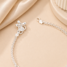 Zivika Crimson Floral Charm Silver Anklets