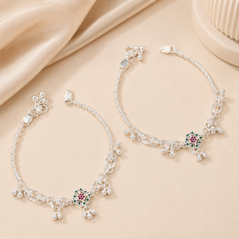 Kritika Classic Silver Anklets