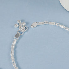 Meher Floral Ghungroo Silver Anklets