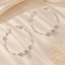 Riddhi Rangoli Charm Silver Anklets
