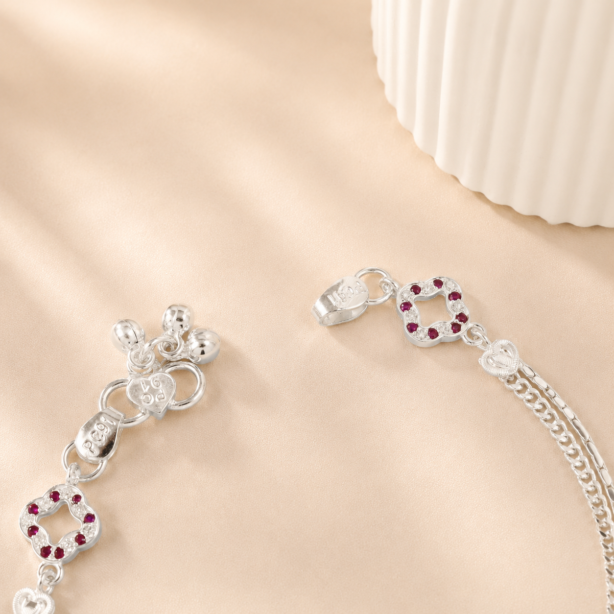 Riddhi Rangoli Charm Silver Anklets