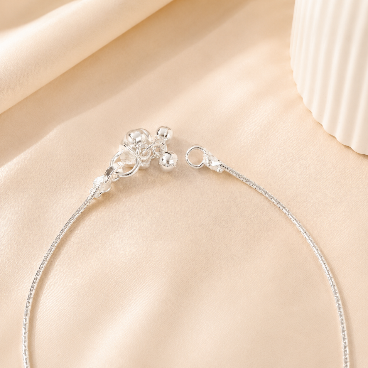 Aarna Beads Evil Eye Silver Anklets