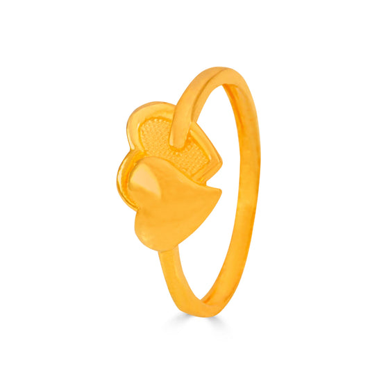 Elegant double-heart gold charm Ring