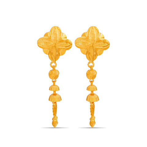 Sofia Floral Jhumki Gold Earrings