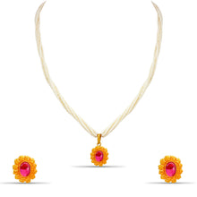 Falak Elegant Pearl Strands With Ruby pendant Set