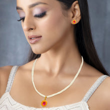Falak Elegant Pearl Strands With Ruby pendant Set