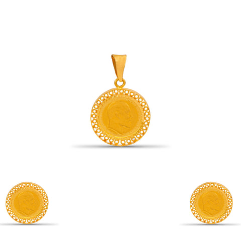 Chetna Elegant gold Coin Pendant Set With Intricate Design