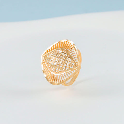 Aarna Royal Geometric Mesh Gold Ring